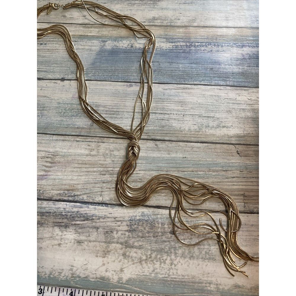 Natasha Y Flat Flex Chain Necklace Long Gold Tone‎ 24" NWOT